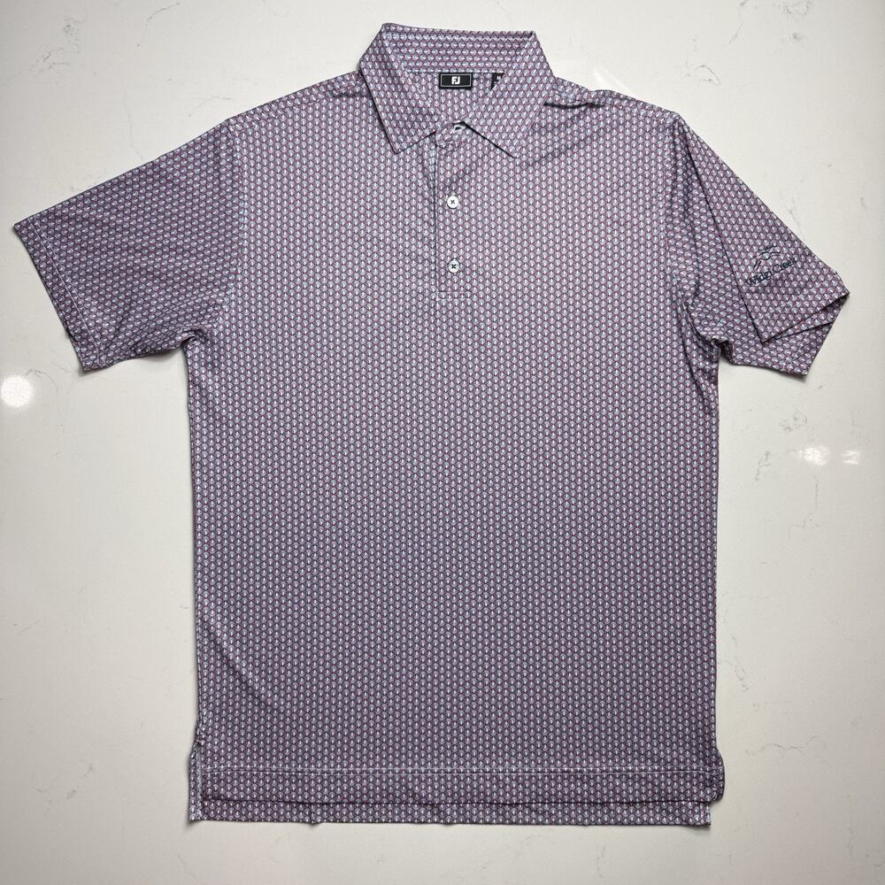 Men’s Foot Joy FJ All Over Print Golf Polo Shirt Size Medium Seashells